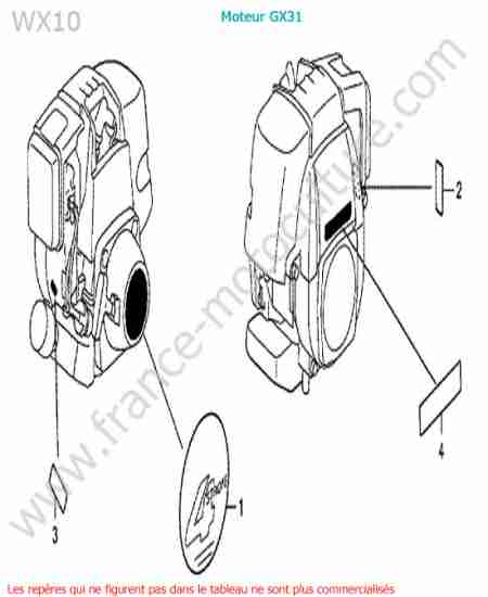 HONDA - WX10-1 : Etiquettes moteur