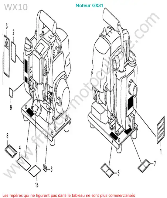 Etiquettes HONDA WX10-1