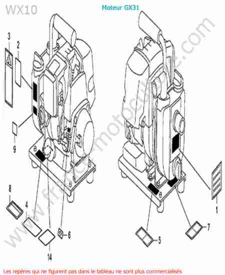 HONDA - WX10-1 : Etiquettes
