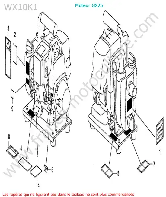 Etiquettes HONDA WX10-2