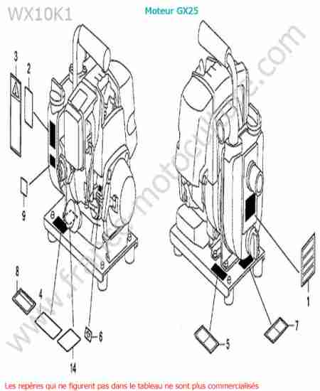 HONDA - WX10-2 : Etiquettes