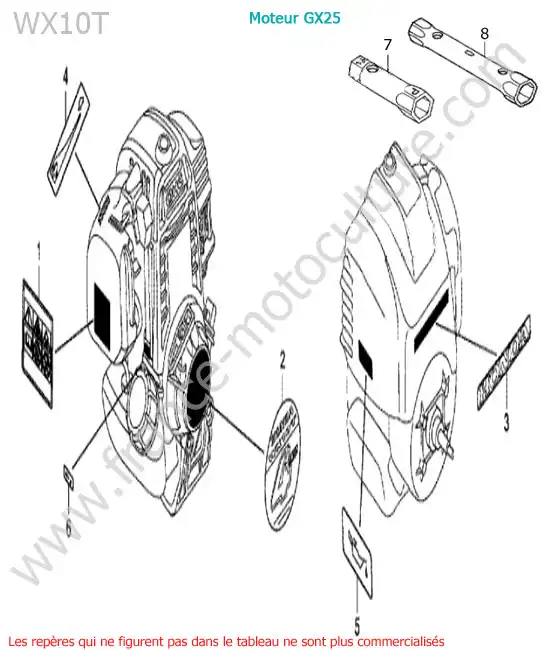 Etiquettes moteur HONDA WX10-3