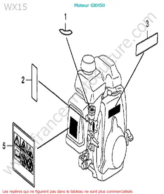 Etiquettes moteur HONDA WX15
