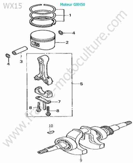 HONDA - WX15 : Piston / segments / vilebrequin