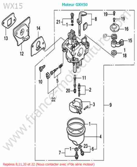HONDA - WX15 : Carburateur