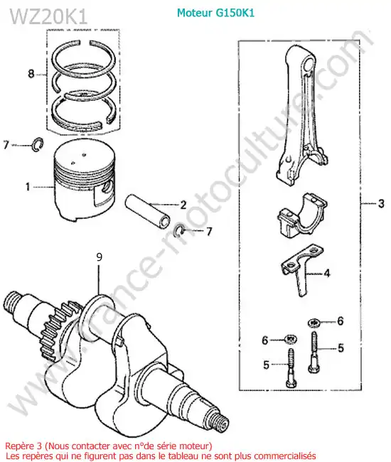 Vilebrequin-piston HONDA WZ20-2