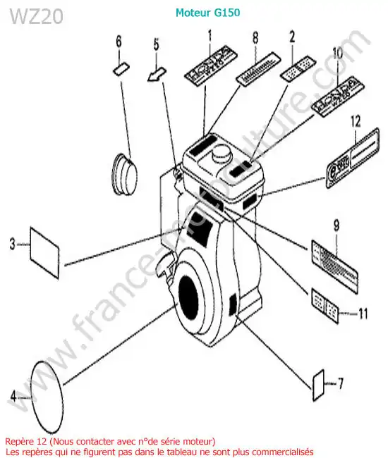 Etiquettes HONDA WZ20