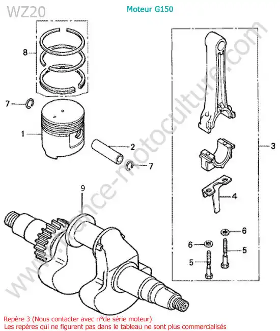 Piston-vilebrequin HONDA WZ20