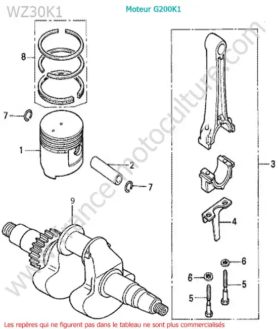 Piston-vilebrequin HONDA WZ30-2