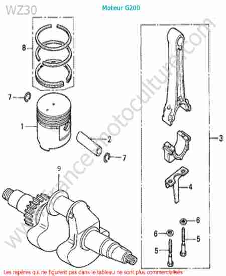 HONDA - WZ30 : Vilebrequin-piston