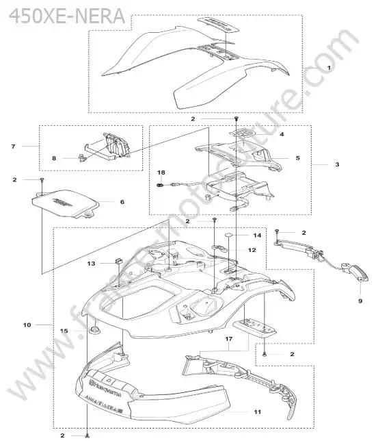 Coque HUSQVARNA 405XE-NERA