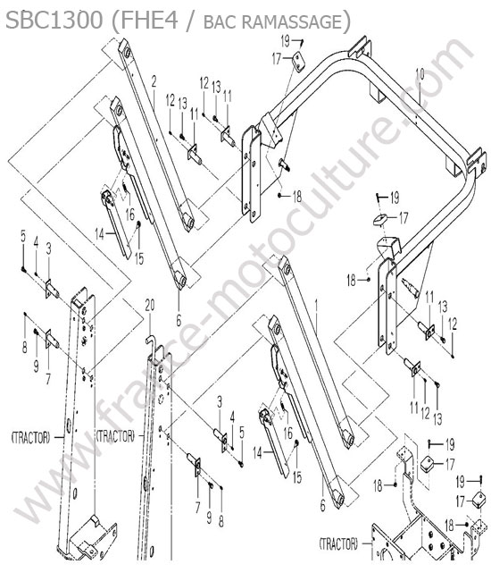 Bras levage bac ISEKI SF450