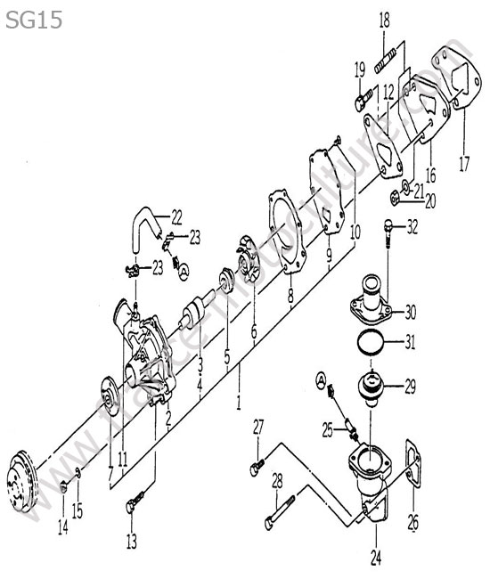 Pompe eau - thermostat ISEKI SG15
