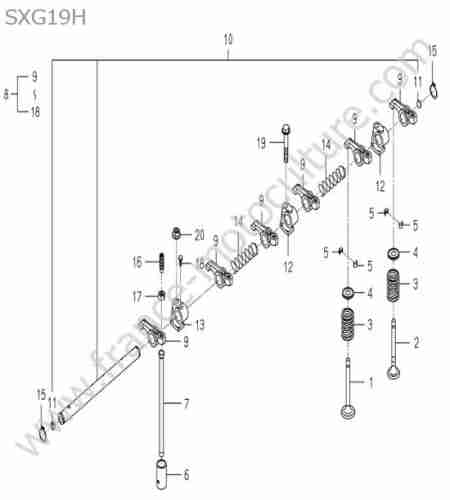 ISEKI - SXG19 : Soupapes - culbuteurs