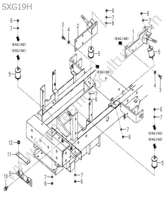 Fixations moteur ISEKI SXG19