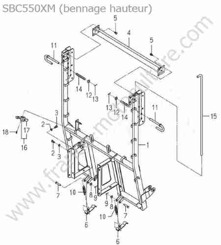 ISEKI - SXG19 : Chassis bac arriere (hauteur)