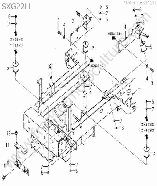 ISEKI - SXG22 : Support moteur