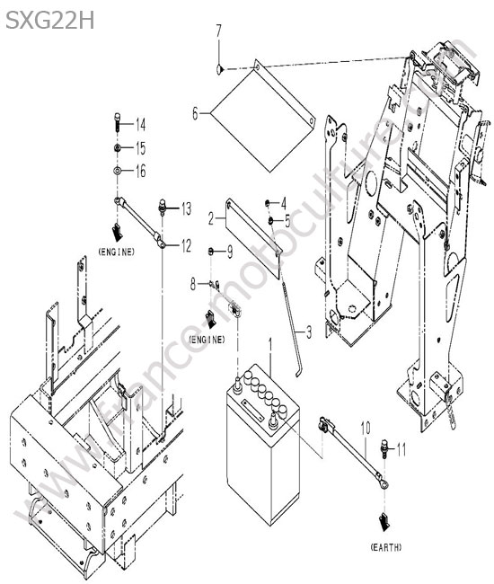 Fixation batterie ISEKI SXG22