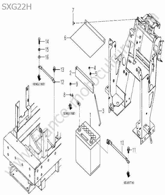 ISEKI - SXG22 : Fixation batterie