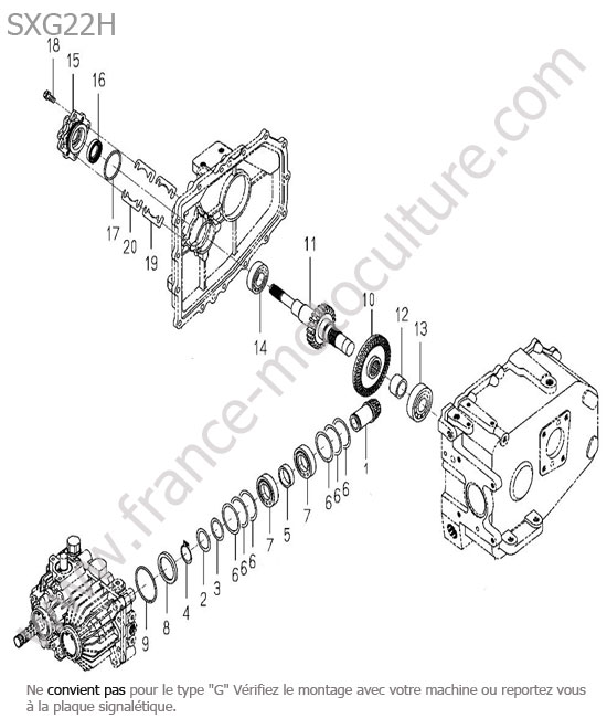 Renvoi transmission ISEKI SXG22