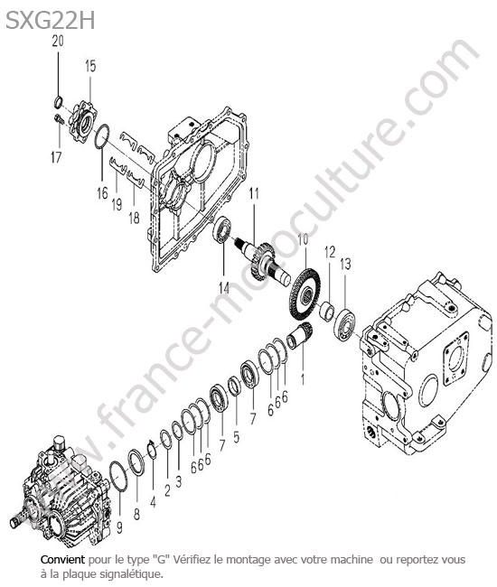 Renvoi transmission (type g) ISEKI SXG22