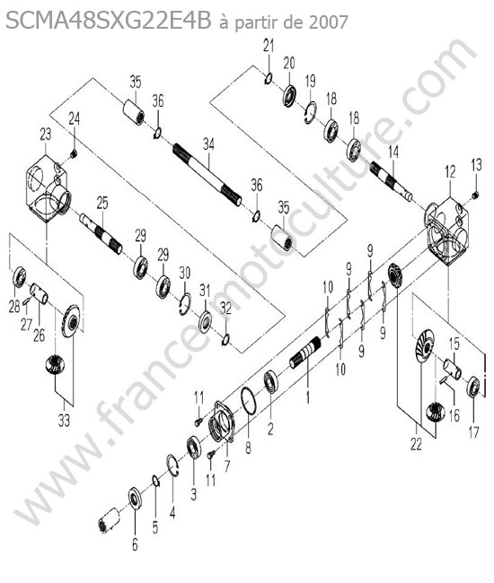 Boitier renvoi angle (scma48sx) ISEKI SXG22