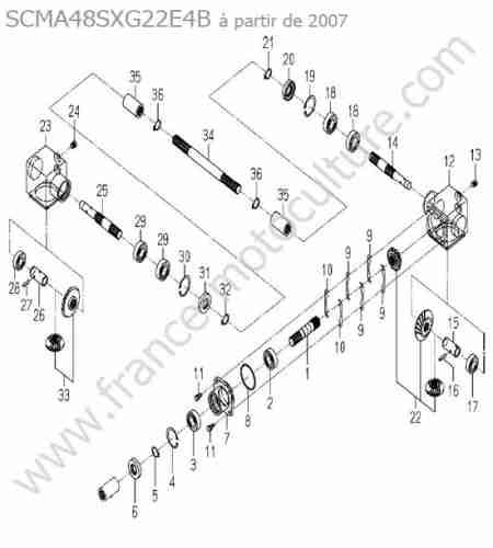 ISEKI - SXG22 : Boitier renvoi angle (scma48sx)