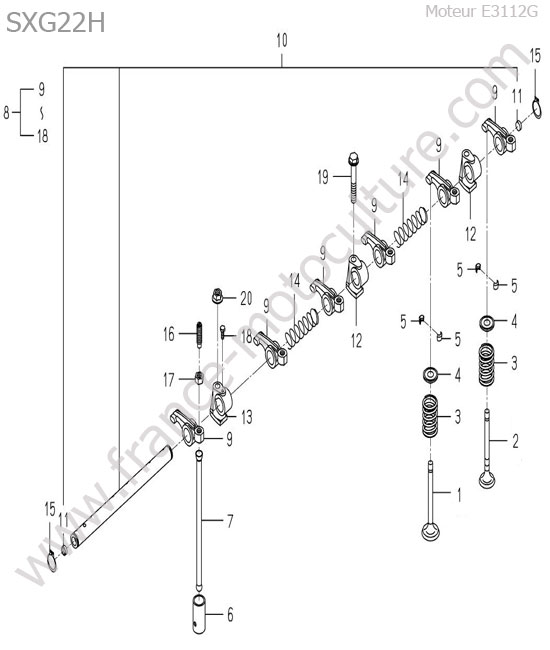 Soupapes - culbuteurs ISEKI SXG22