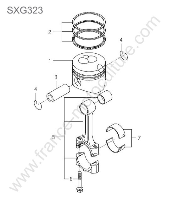 Piston / segments / bielle ISEKI SXG323