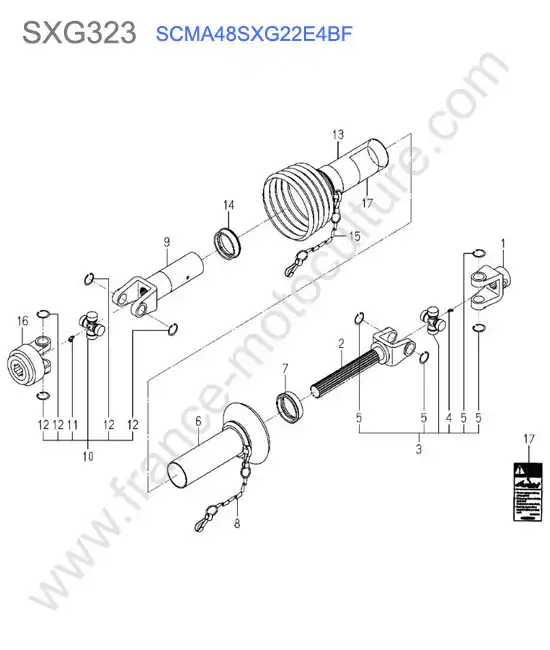 Scma48 - cardan coupe details ISEKI SXG323