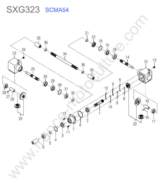 Scma54 - renvoi angle ISEKI SXG323