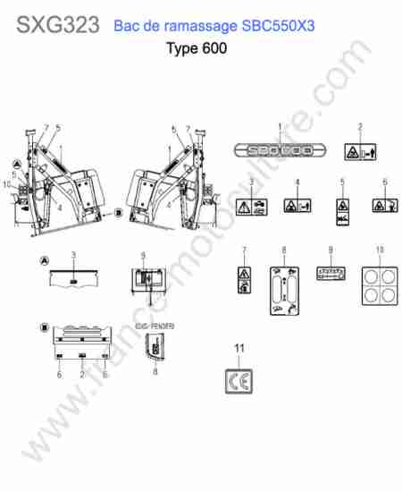 ISEKI - SXG323 : Sbc550x3-etiquettes (600)