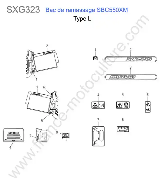 Sbc550xm-etiquettes (type l) ISEKI SXG323