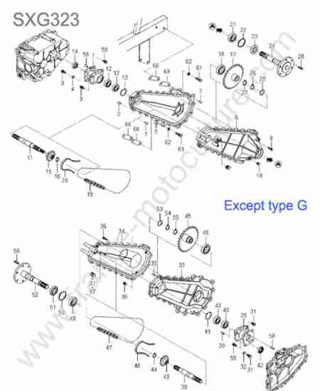 ISEKI - SXG323 : Carter pont arriere (sauf type g)