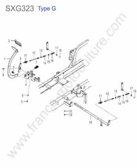 ISEKI - SXG323 : Pedale frein (type g)