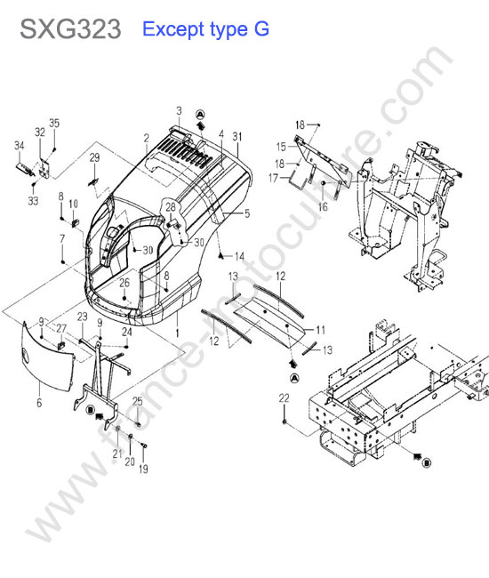 Capot (sauf type g) ISEKI SXG323