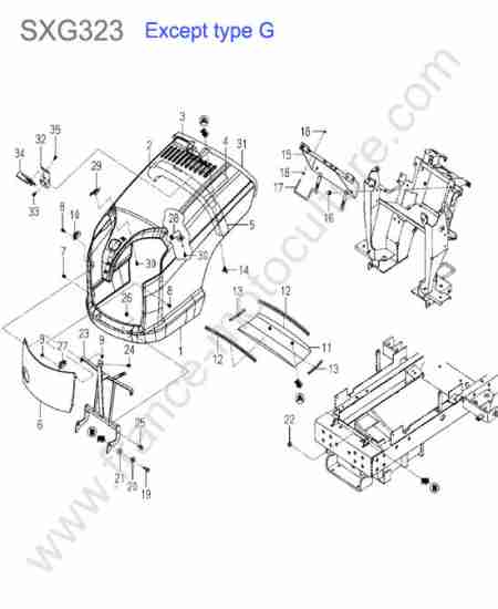 ISEKI - SXG323 : Capot (sauf type g)