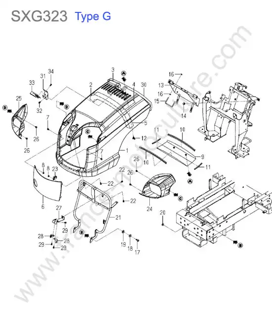 Capot (type g) ISEKI SXG323