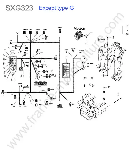 Faisceau electrique (sauf type g) ISEKI SXG323