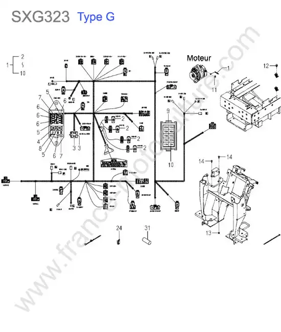 Faisceau electrique (type g) ISEKI SXG323