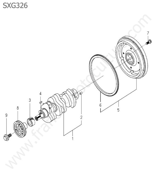 Vilebrequin / volant moteur ISEKI SXG326
