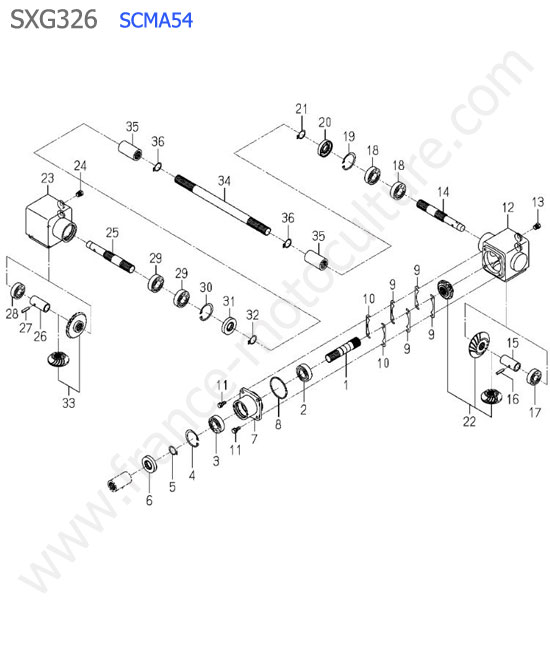 Scma54 - renvoi angle ISEKI SXG326