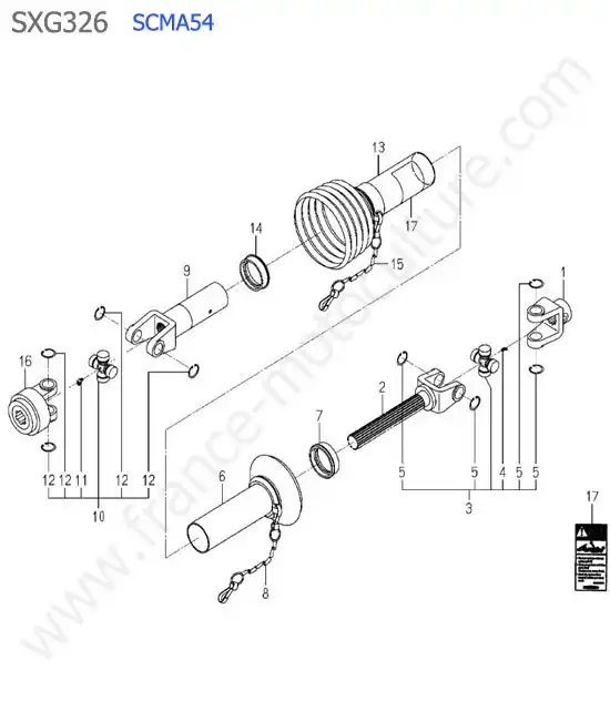 Scma54 - details cardan ISEKI SXG326