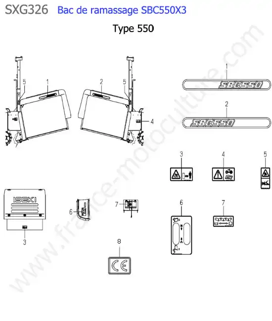 Sbc550x3 - etiquettes (550) ISEKI SXG326