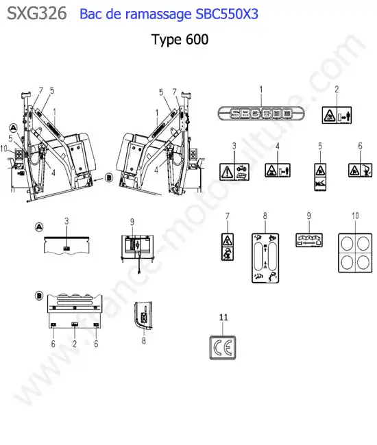 Sbc550x3 - etiquettes (600) ISEKI SXG326