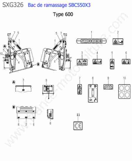 ISEKI - SXG326 : Sbc550x3 - etiquettes (600)