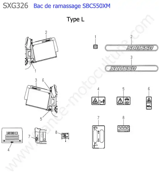 Sbc550xm - etiquettes (type l) ISEKI SXG326