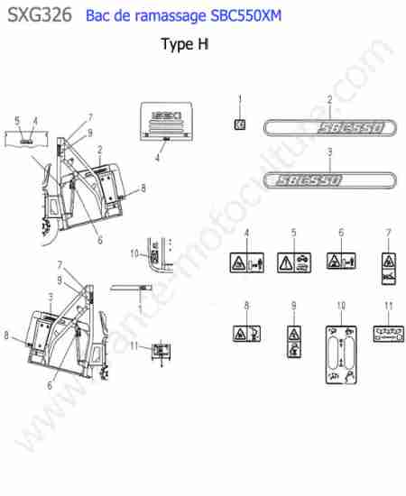 ISEKI - SXG326 : Sbc550xm - etiquettes (type h)