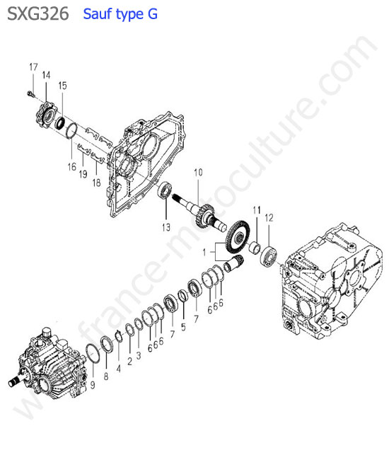 Renvoi transmission (sauf type g) ISEKI SXG326
