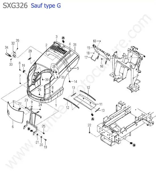 Capot (sauf type g) ISEKI SXG326